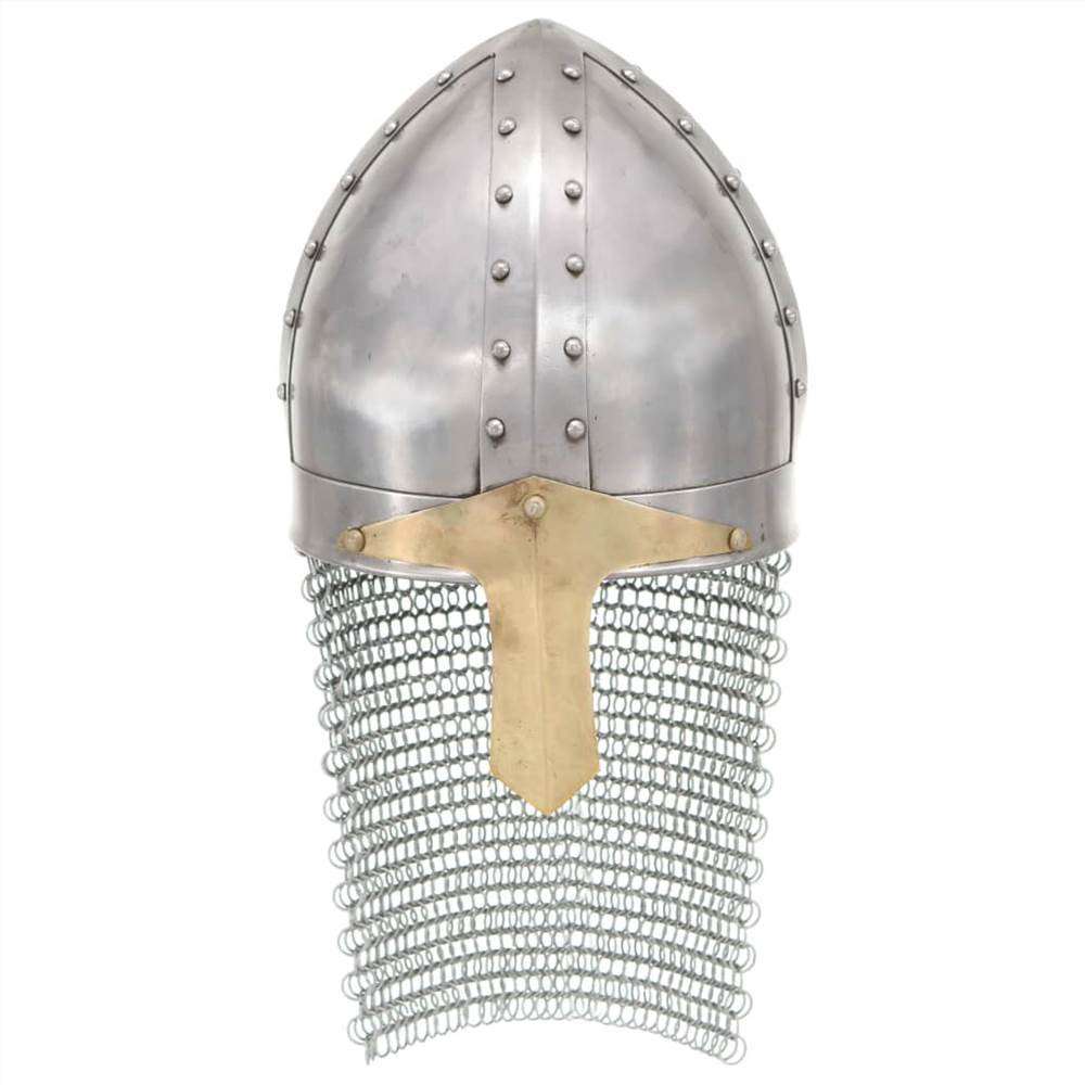 Crusader Knight Helmet Antique Replica LARP Silver Steel