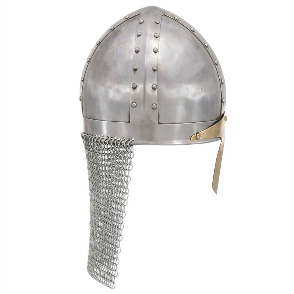 Crusader Knight Helmet Antique Replica LARP Silver Steel