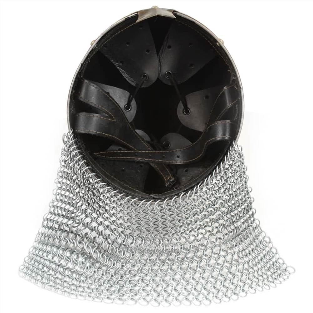 Crusader Knight Helmet Antique Replica LARP Silver Steel