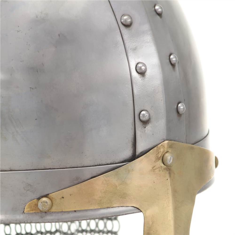 Crusader Knight Helmet Antique Replica LARP Silver Steel