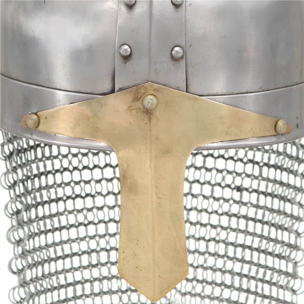Crusader Knight Helmet Antique Replica LARP Silver Steel