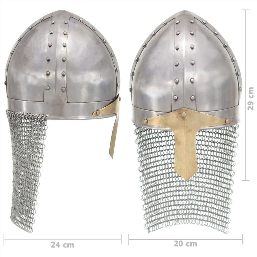 Crusader Knight Helmet Antique Replica LARP Silver Steel