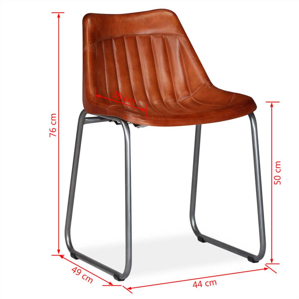 Dining Chairs 2 pcs Brown Real Leather