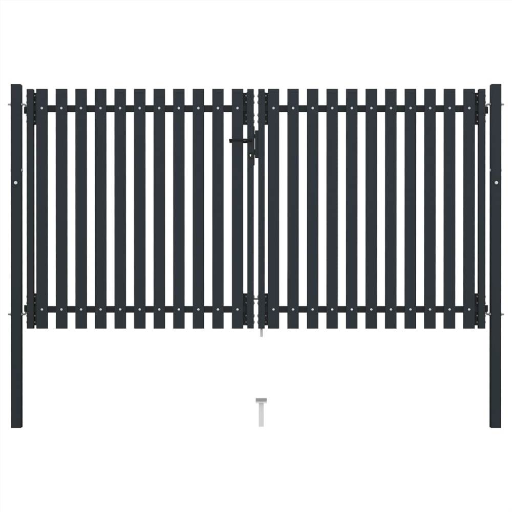 Double Door Fence Gate Steel 306x200 cm Anthracite