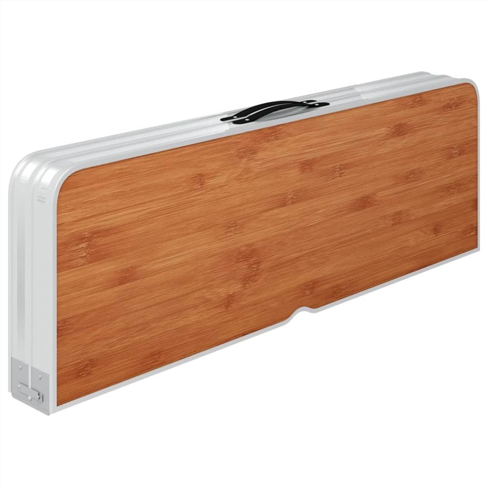 Folding Camping Table with 2 Benches Aluminium Brown 17 Folding Camping Table with 2 Benches Aluminium Brown