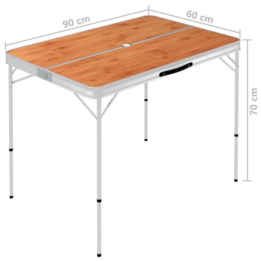 Folding Camping Table with 2 Benches Aluminium Brown 20 Folding Camping Table with 2 Benches Aluminium Brown