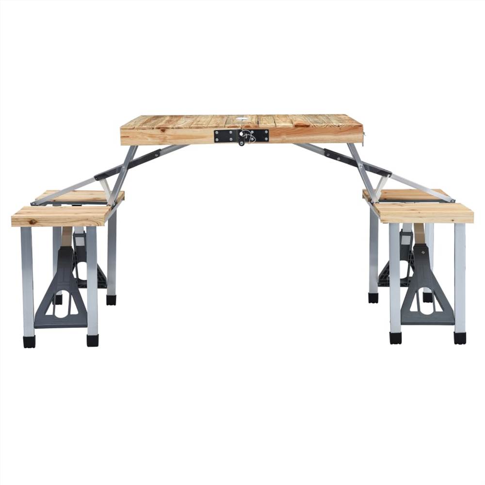 Folding Camping Table with 4 Seats Steel Aluminium