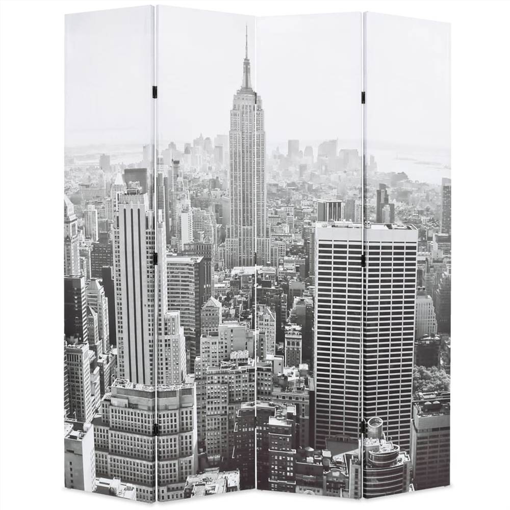 

Folding Room Divider 160x170 cm New York by Day Black and White