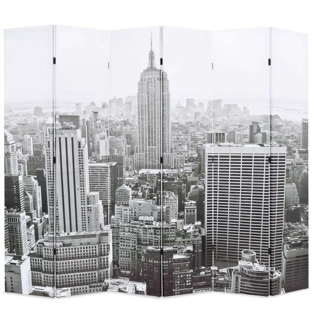 

Folding Room Divider 228x170 cm New York by Day Black and White