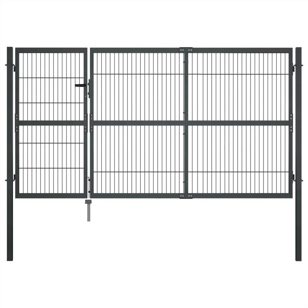 

Garden Gate with Posts Steel 350x140 cm Anthracite