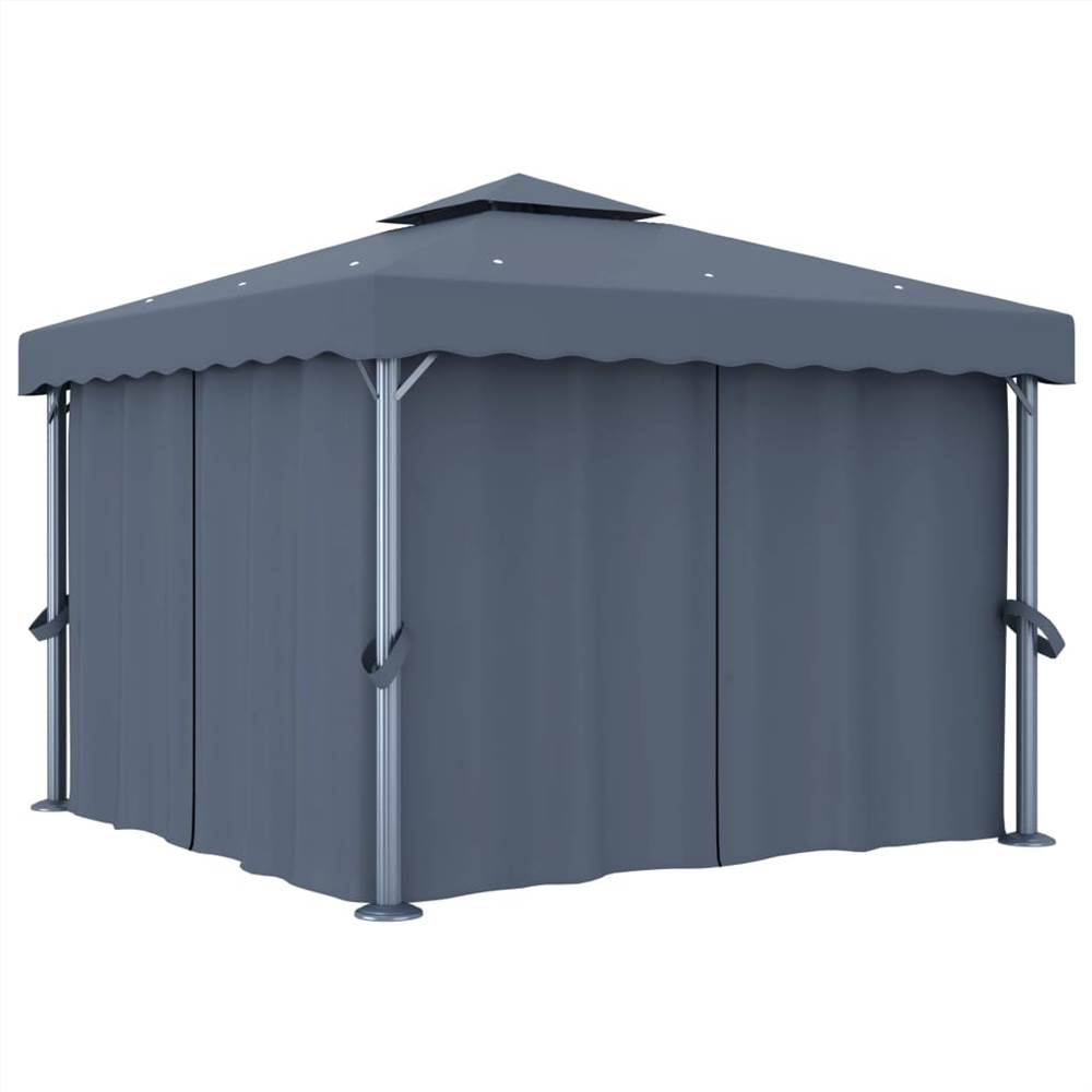 

Gazebo with Curtain 3x3 m Anthracite Aluminium