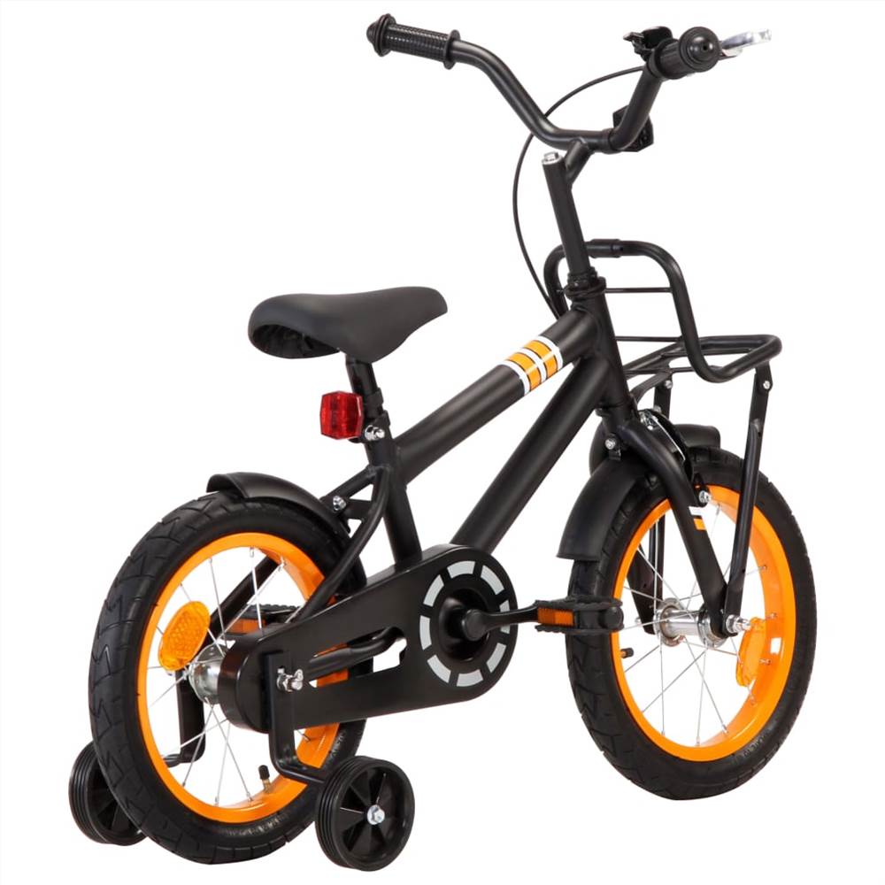 Kids Bike with Front Carrier 14 inch Black and Orange
