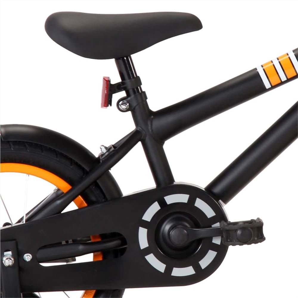 Kids Bike with Front Carrier 14 inch Black and Orange