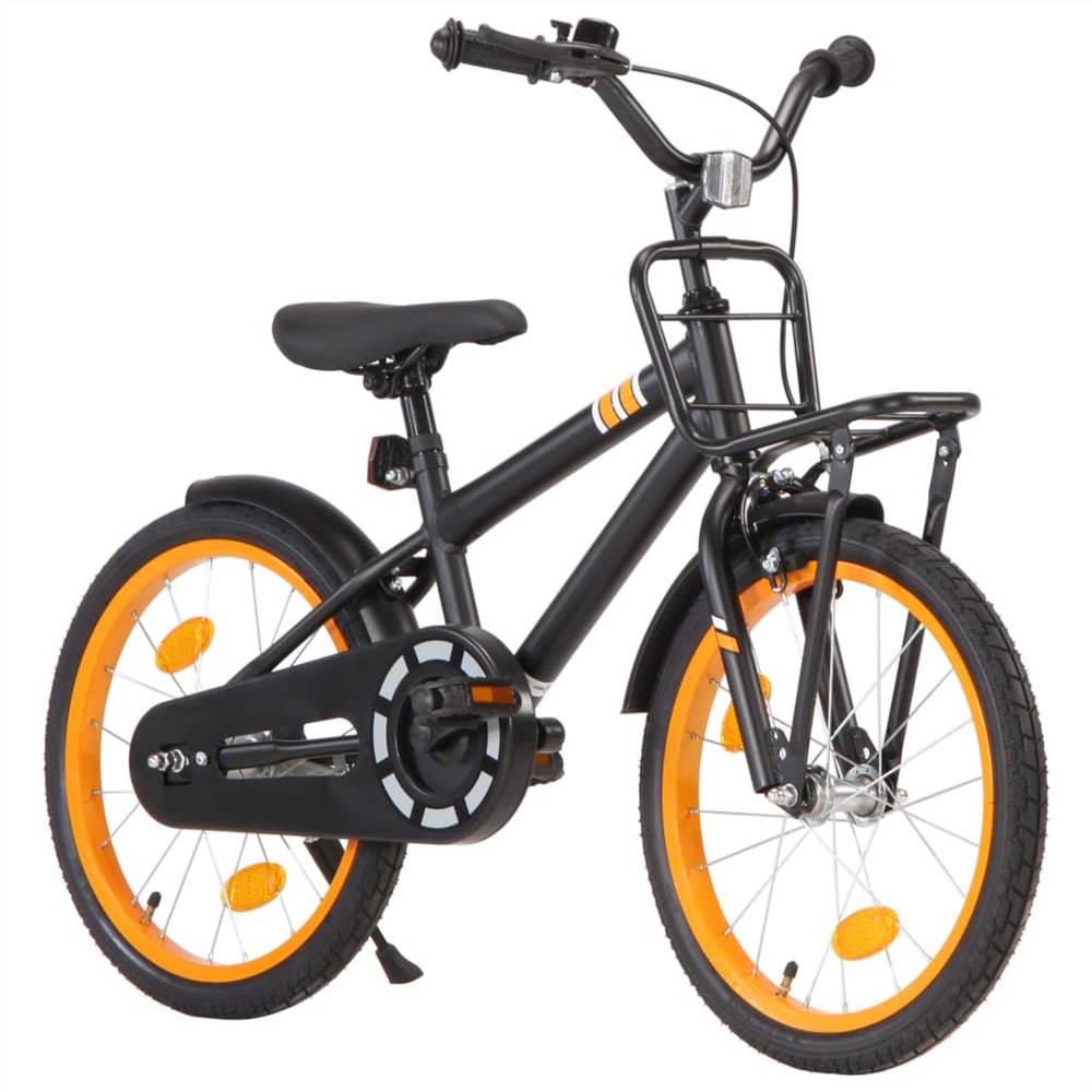 Kids Bike with Front Carrier 18 inch Black and Orange