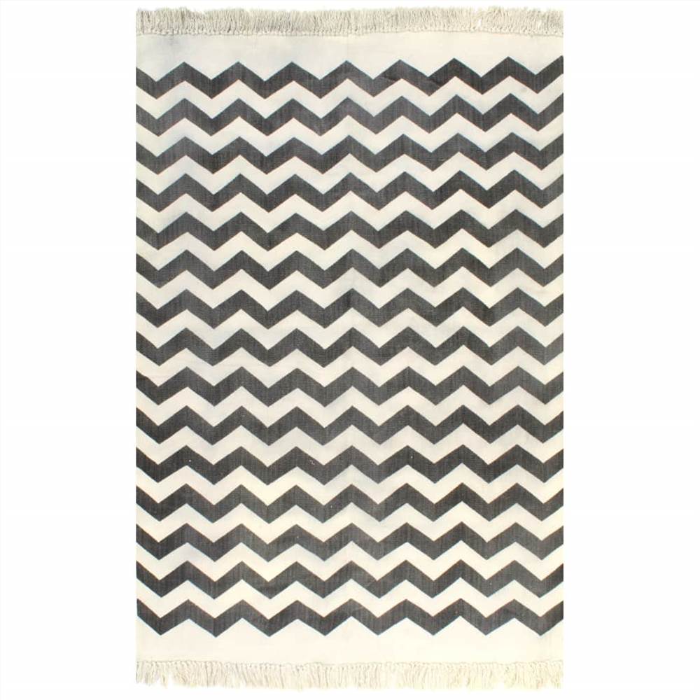 Kilim Dywan bawełniany 120x180 cm ze wzorem czarno-biały