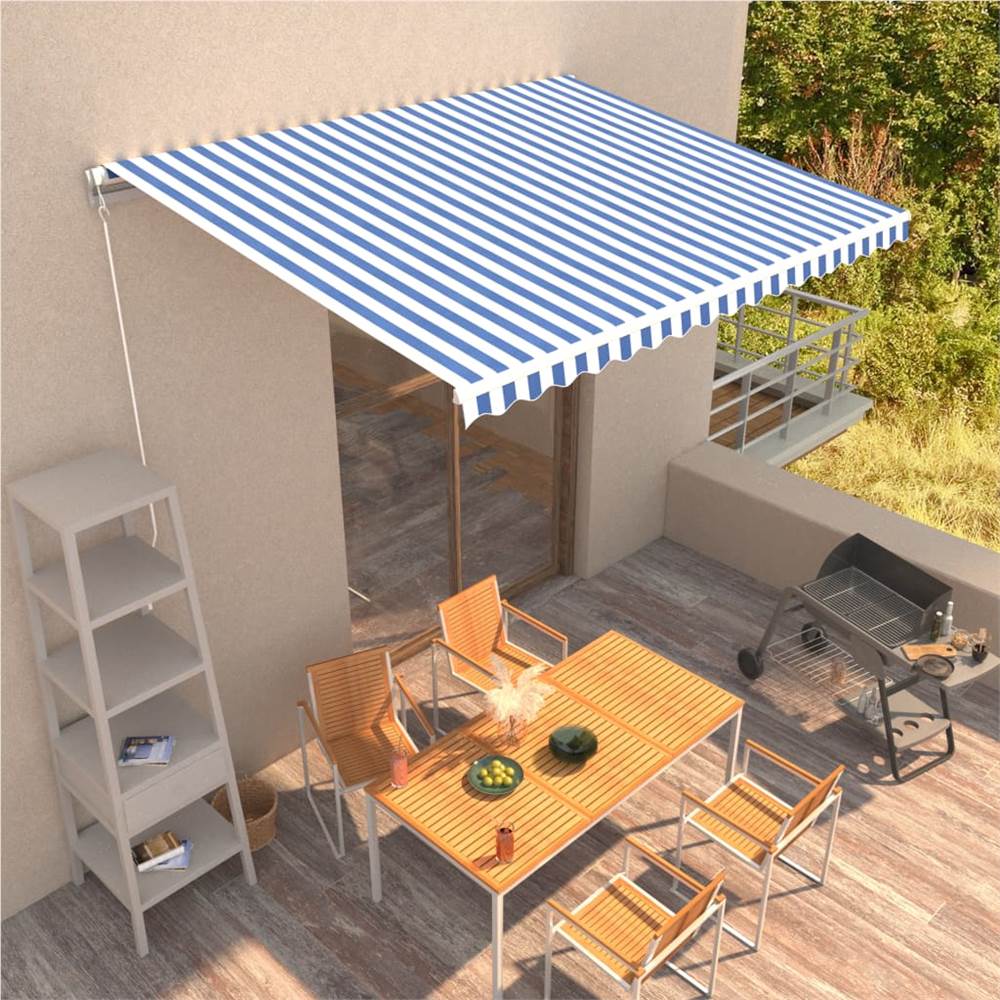 

Manual Retractable Awning 400x300 cm Blue and White