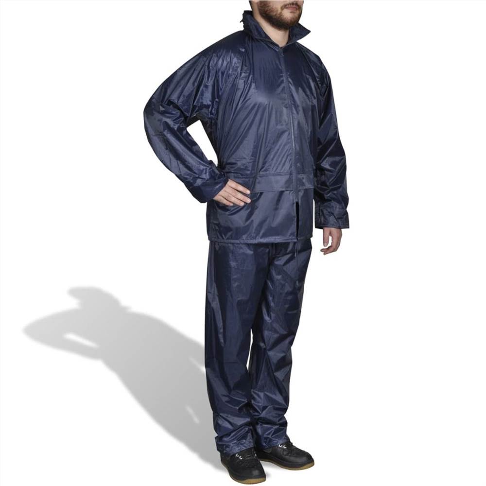 Мужской дождевой костюм из двух частей темно-синего цвета с капюшоном XXL