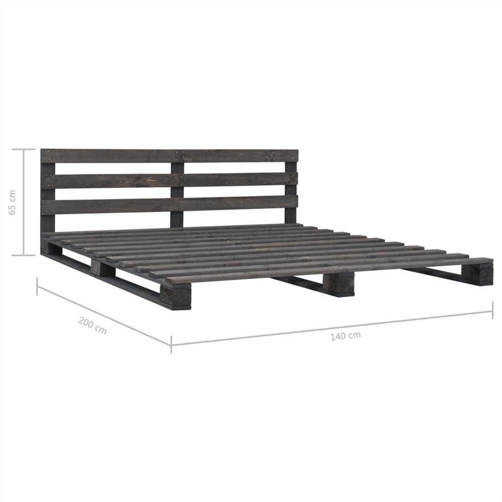 Pallet Bed Frame Grey Solid Pine Wood 140x200 cm