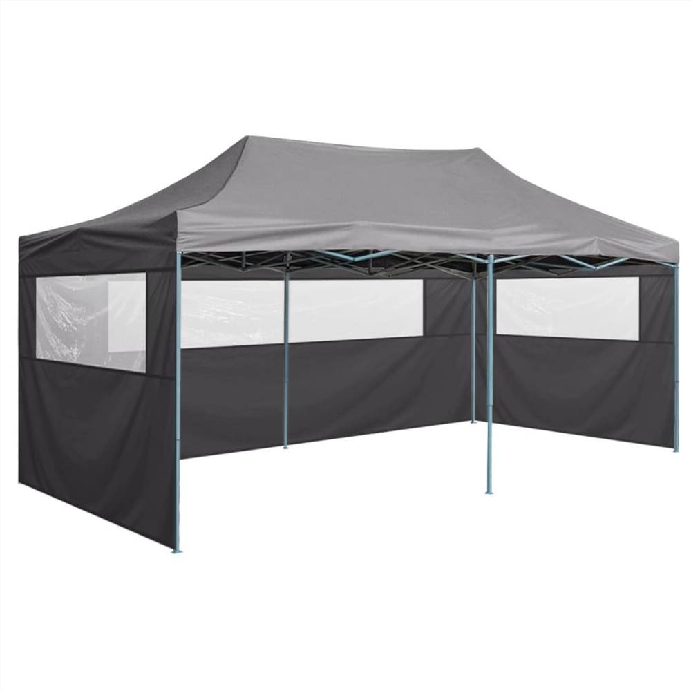 Professional Folding Party Tent with 4 Sidewalls 3x6 m Steel Anthracite