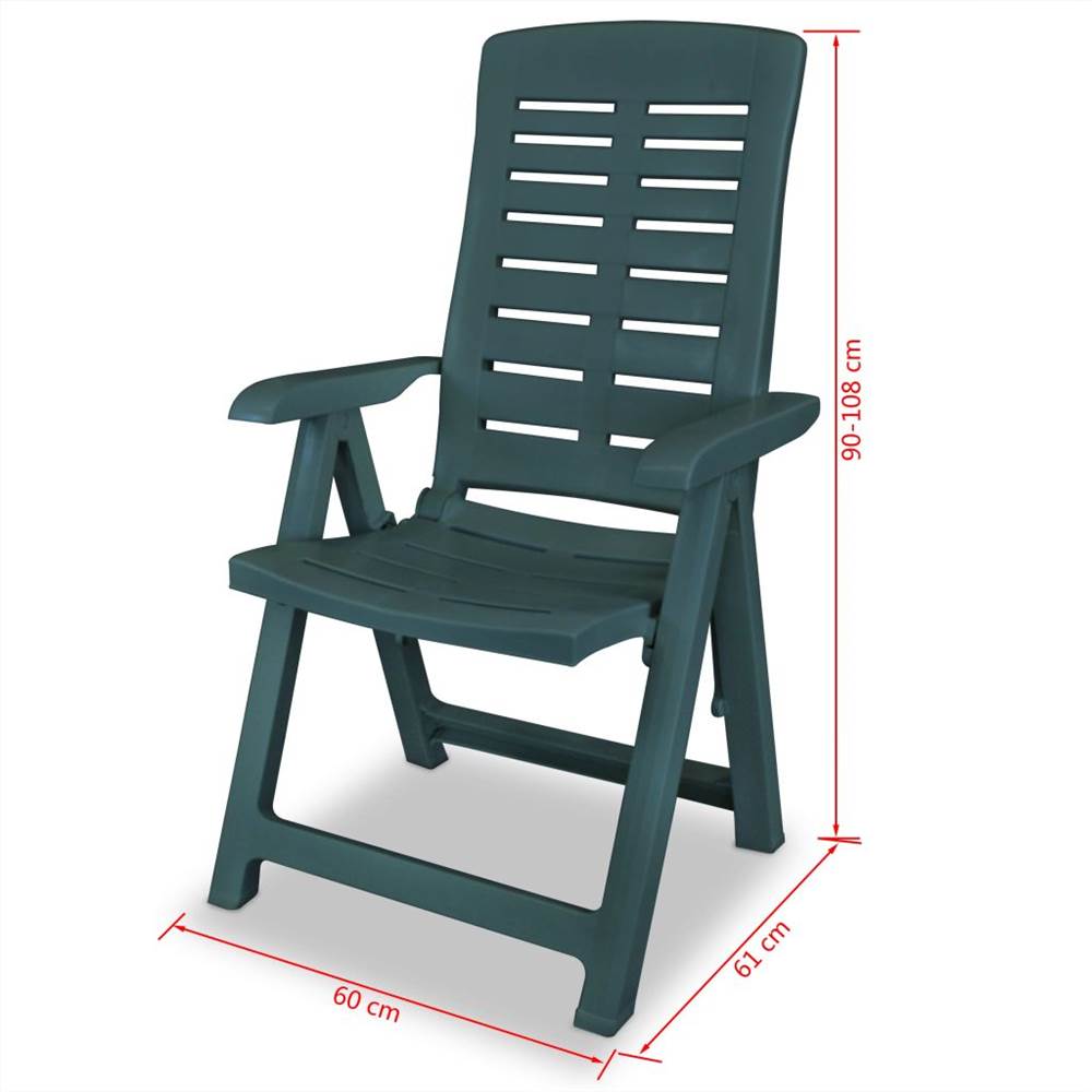 Reclining Garden Chairs 4 pcs Plastic Green