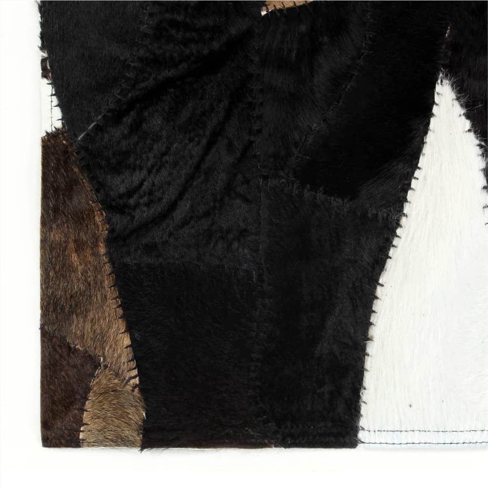 Rug Genuine Hair-on Leather Patchwork 160x230 cm Black/White/Brown