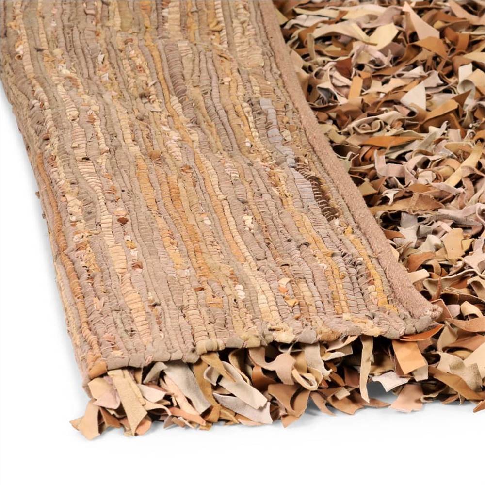 Shaggy Rug Genuine Leather 190x280 cm Tan