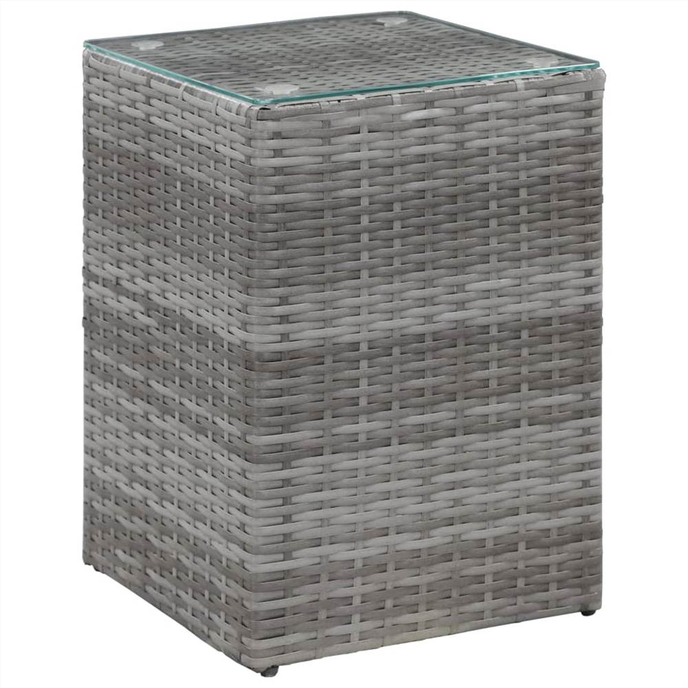 

Side Table with Glass Top Grey 35x35x52 cm Poly Rattan