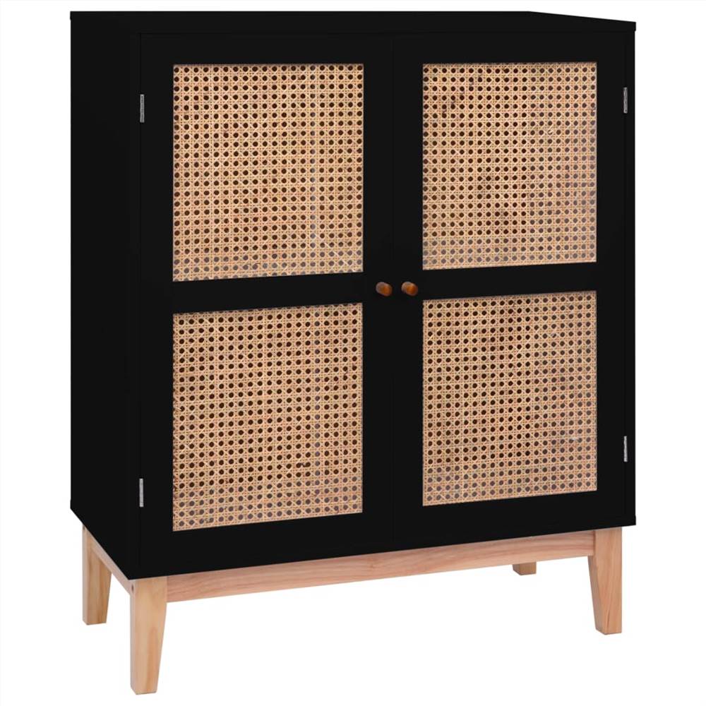 

Sideboard Black 80x35x100 cm MDF and Rattan