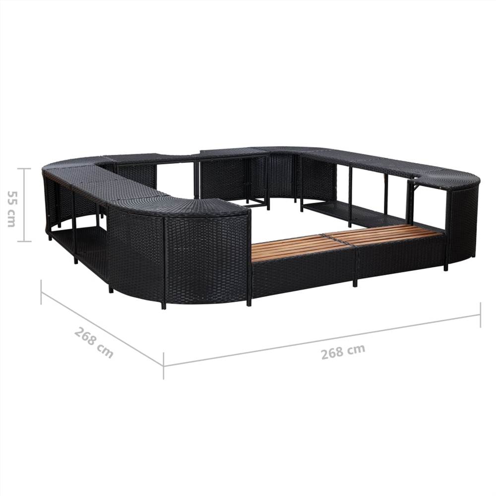 Square Spa Surround Black 268 x 268 x 55 cm Poly Rattan