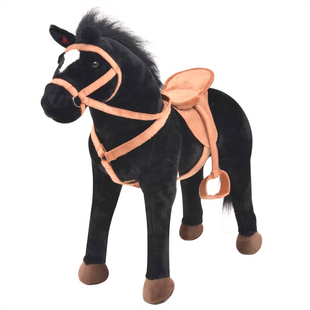 Standing Toy Horse Plush Black