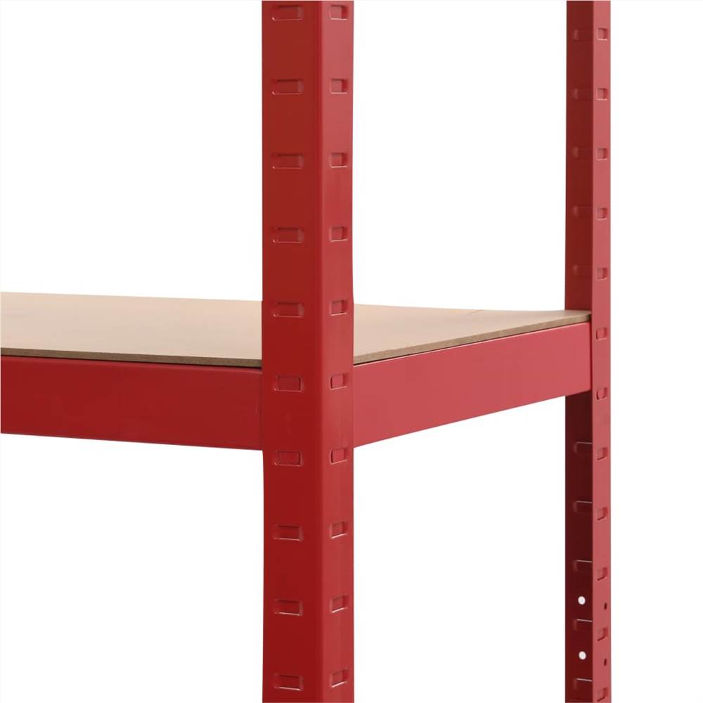 Storage Shelf Red 80x40x160 cm Steel and MDF