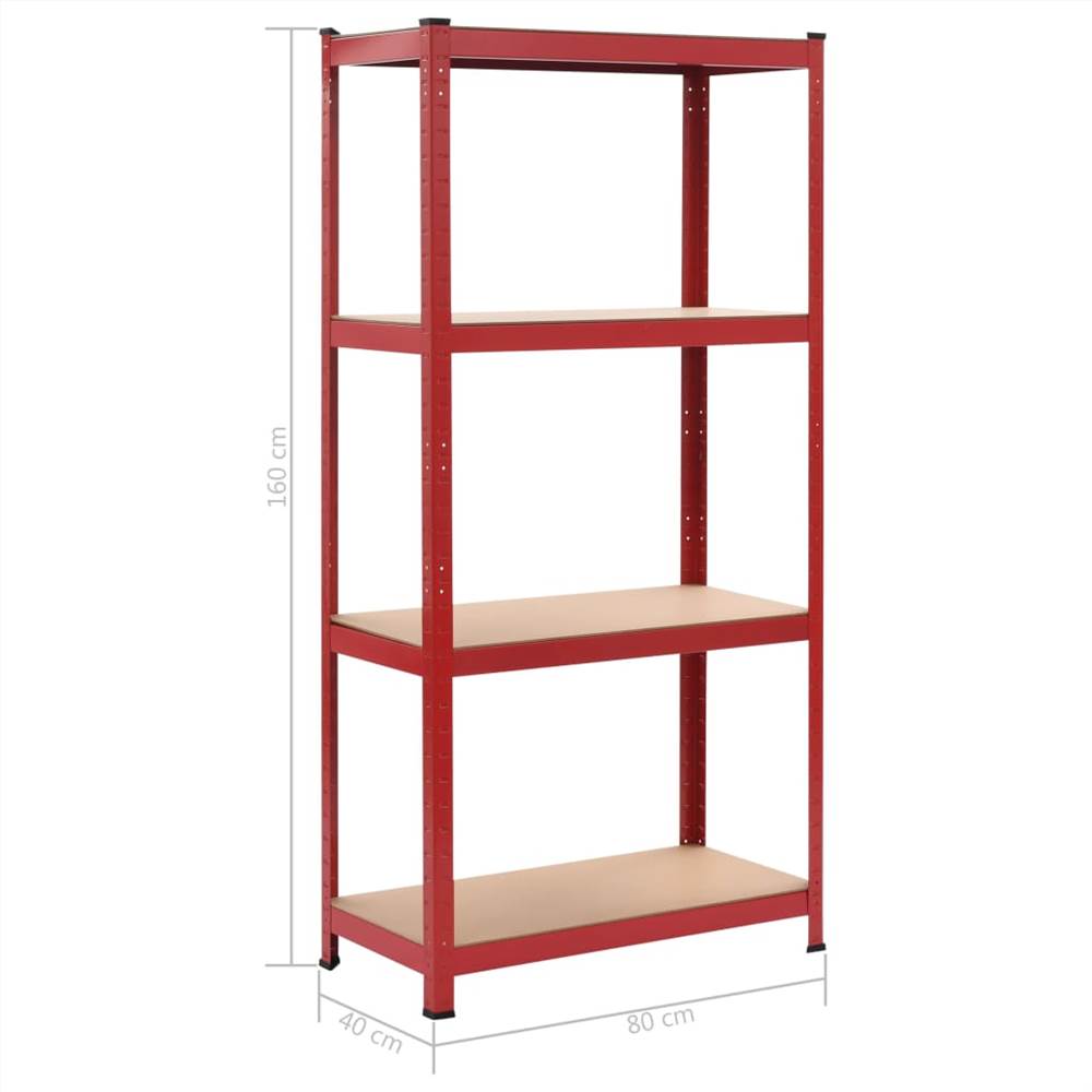 Storage Shelf Red 80x40x160 cm Steel and MDF