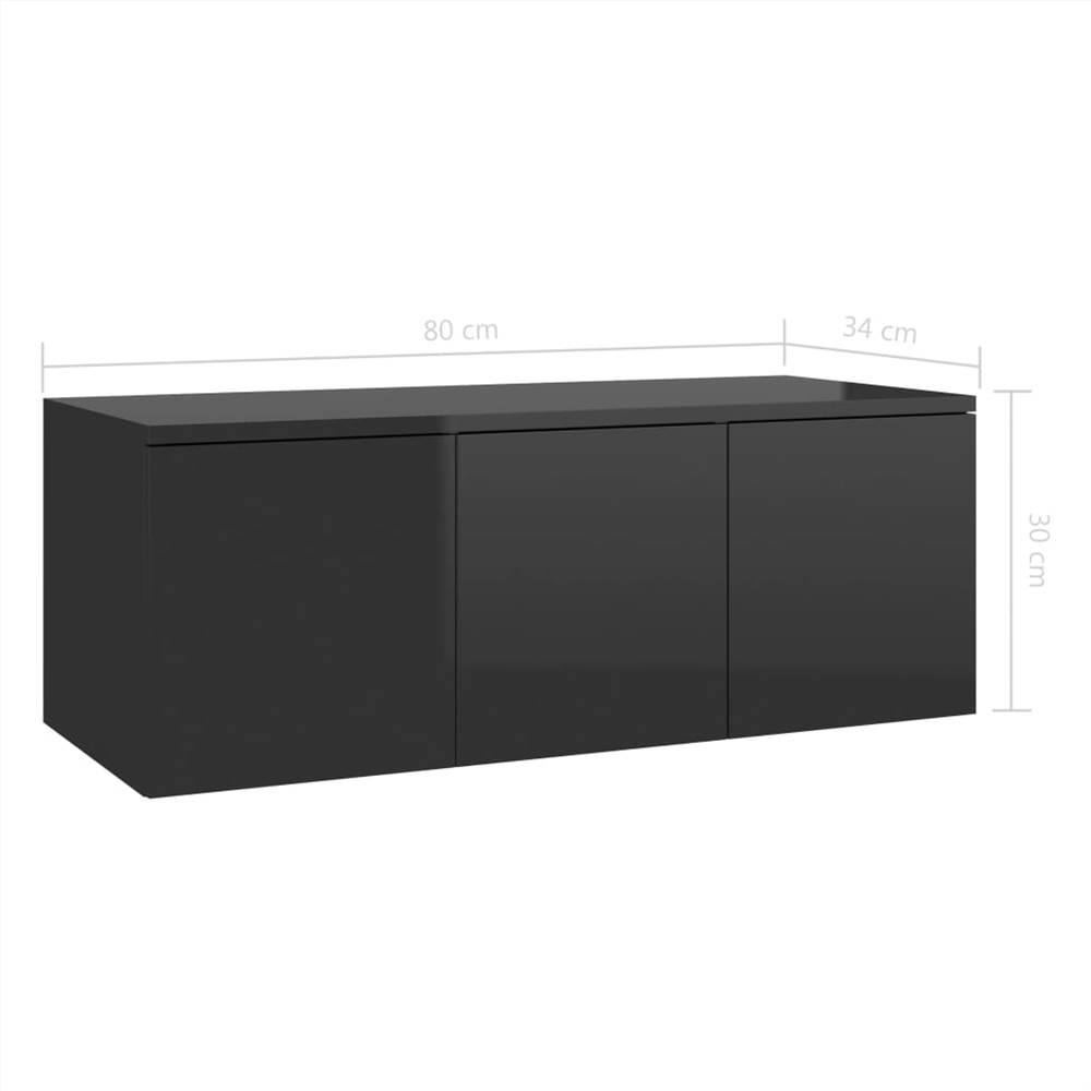 TV Cabinet High Gloss Black 80x34x30 cm Chipboard