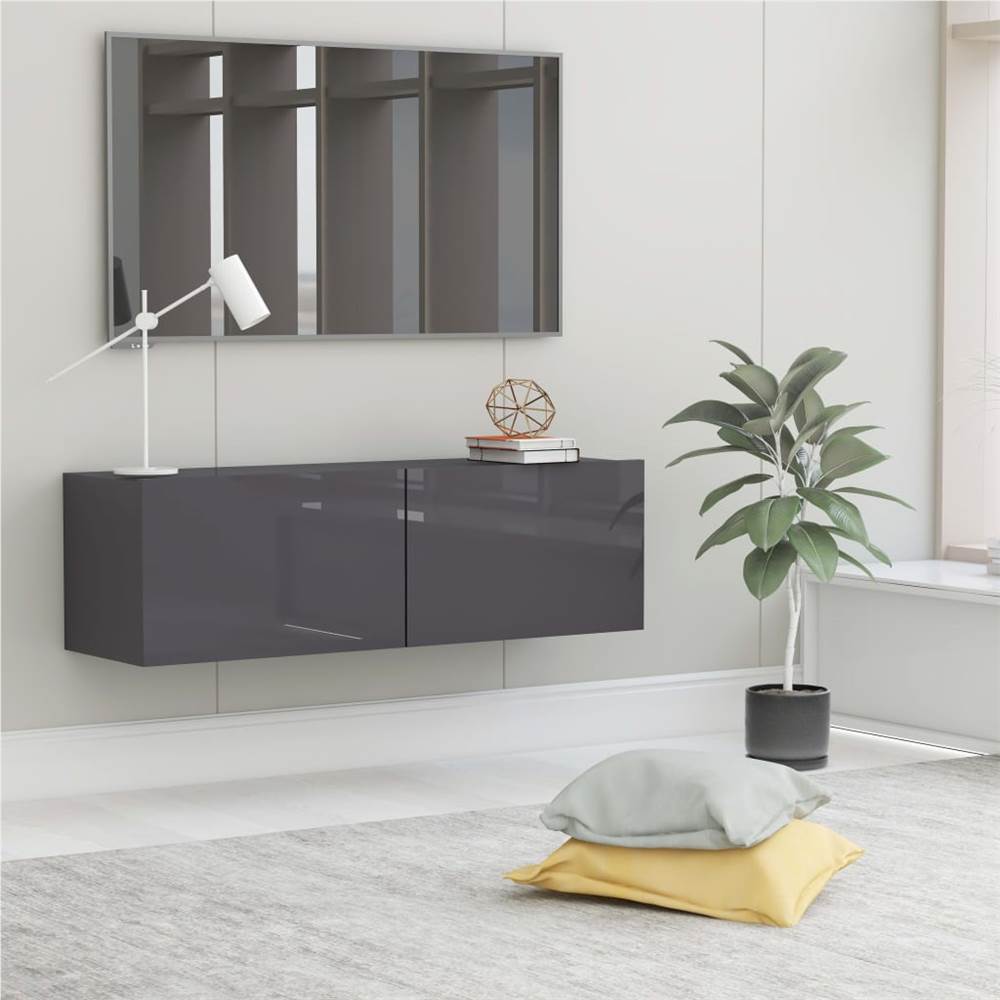 

TV Cabinet High Gloss Grey 100x30x30 cm Chipboard