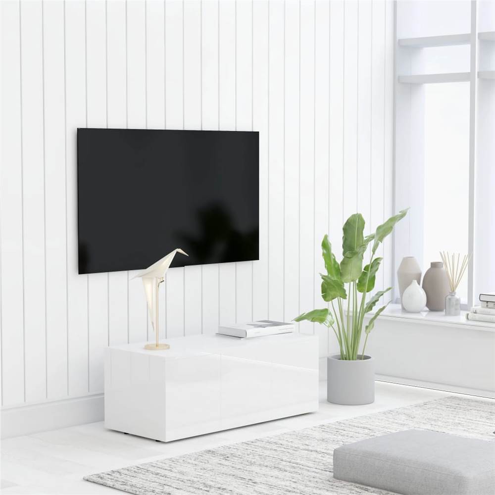 

TV Cabinet High Gloss White 80x34x30 cm Chipboard