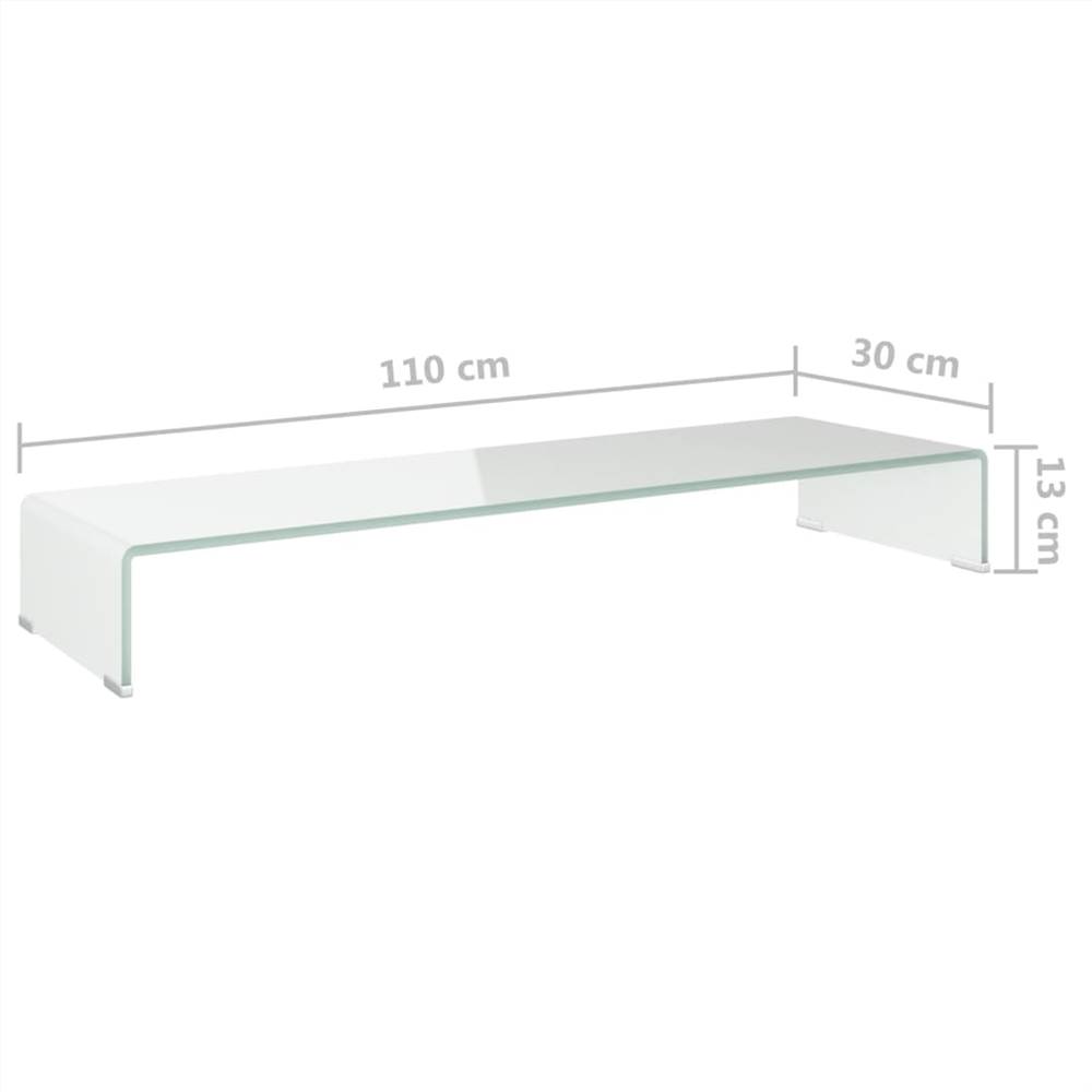 TV Stand/Monitor Riser Glass White 110x30x13 cm
