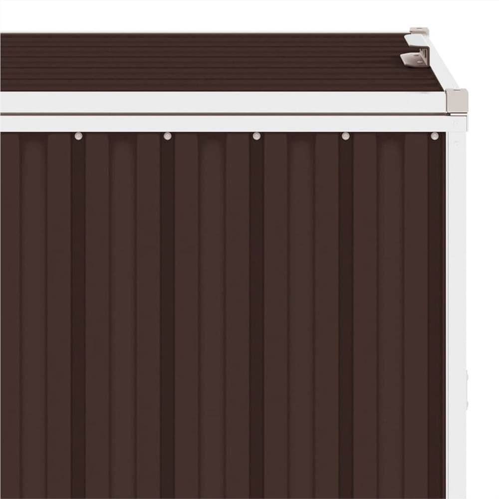 Triple Garbage Bin Shed Brown 213x81x121 cm Steel