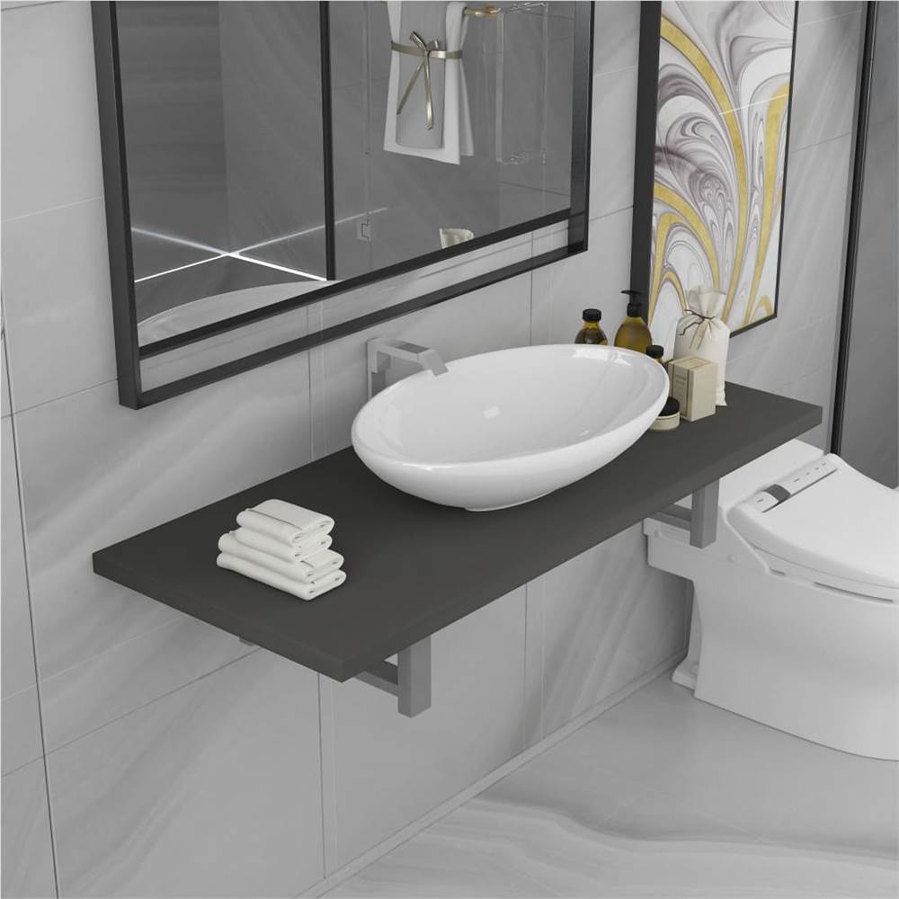 

Two Piece Bathroom Furniture Set Ceramic Grey