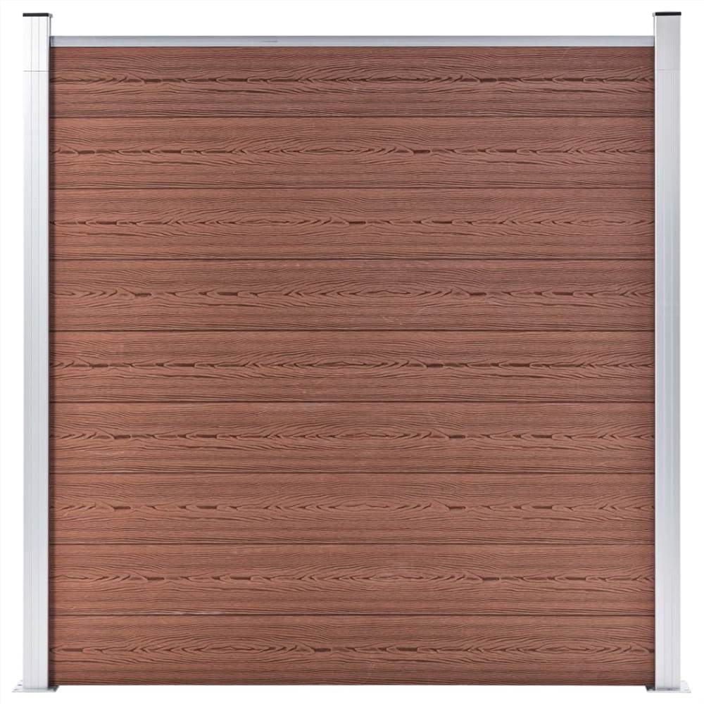 WPC Fence Set 5 Square + 1 Slanted 965x186 cm Brown