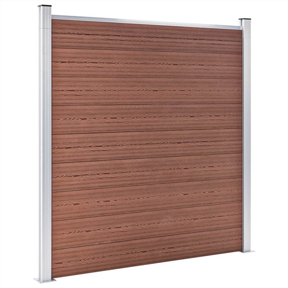 WPC Fence Set 5 Square + 1 Slanted 965x186 cm Brown