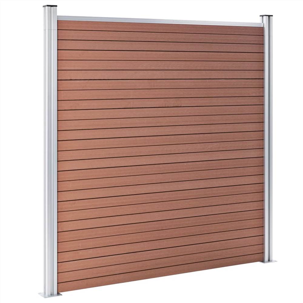 WPC Fence Set 5 Square + 1 Slanted 965x186 cm Brown