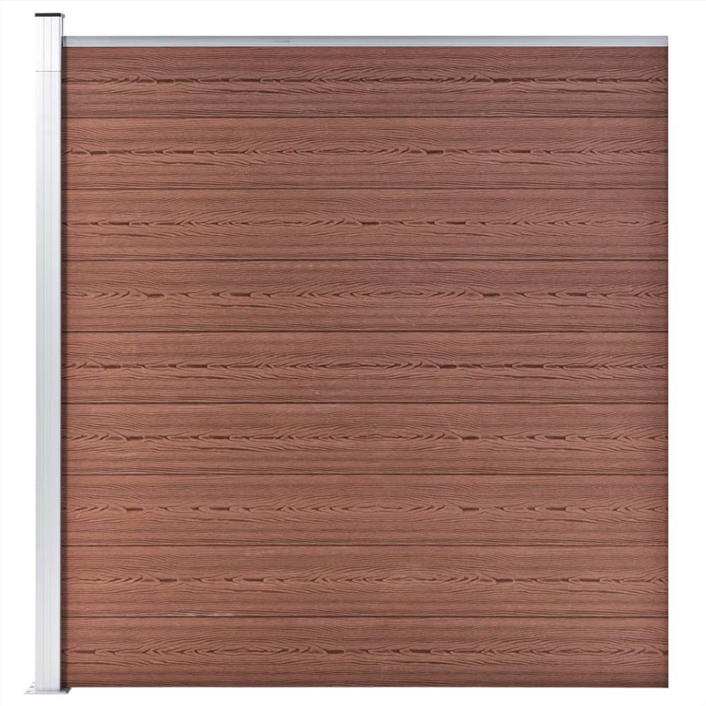 WPC Fence Set 5 Square + 1 Slanted 965x186 cm Brown