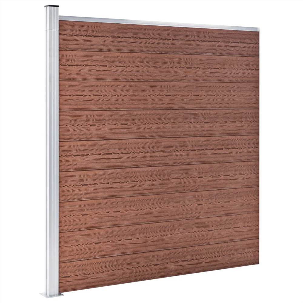 WPC Fence Set 5 Square + 1 Slanted 965x186 cm Brown