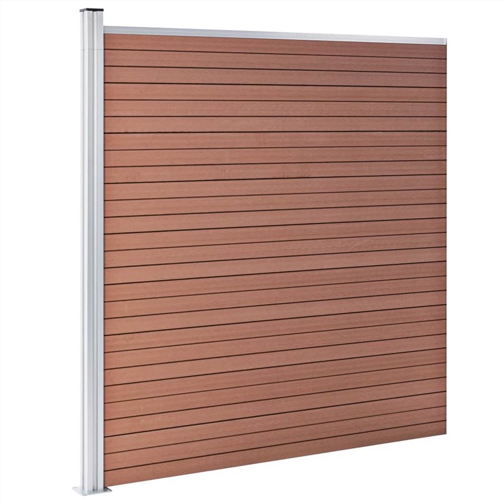 WPC Fence Set 5 Square + 1 Slanted 965x186 cm Brown