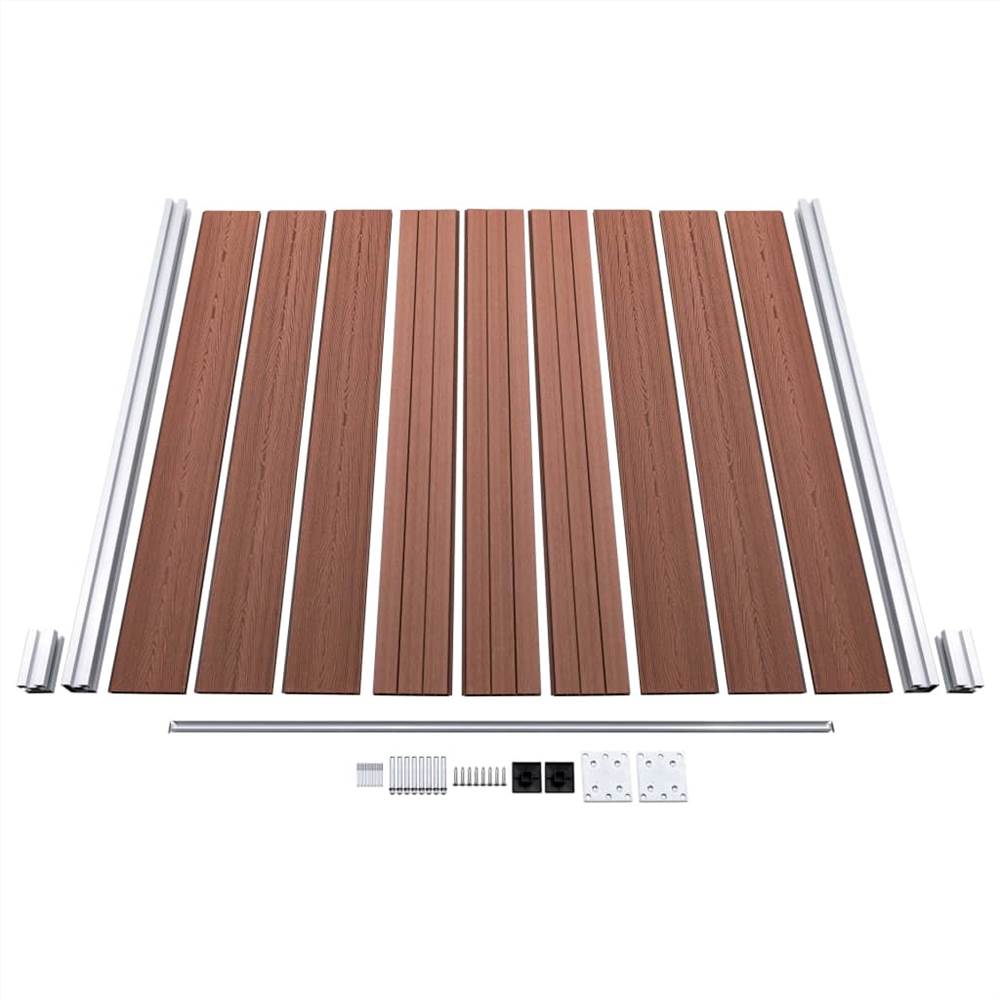 WPC Fence Set 5 Square + 1 Slanted 965x186 cm Brown