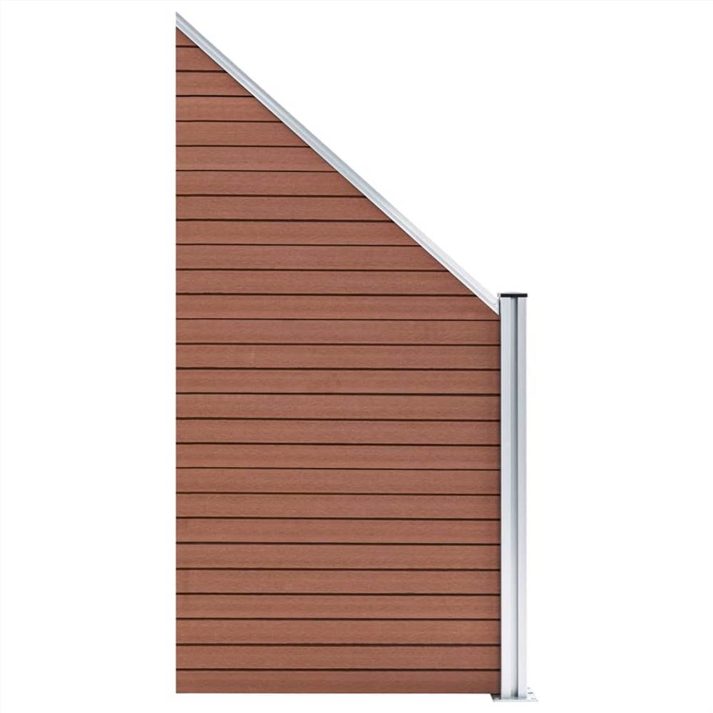 WPC Fence Set 5 Square + 1 Slanted 965x186 cm Brown