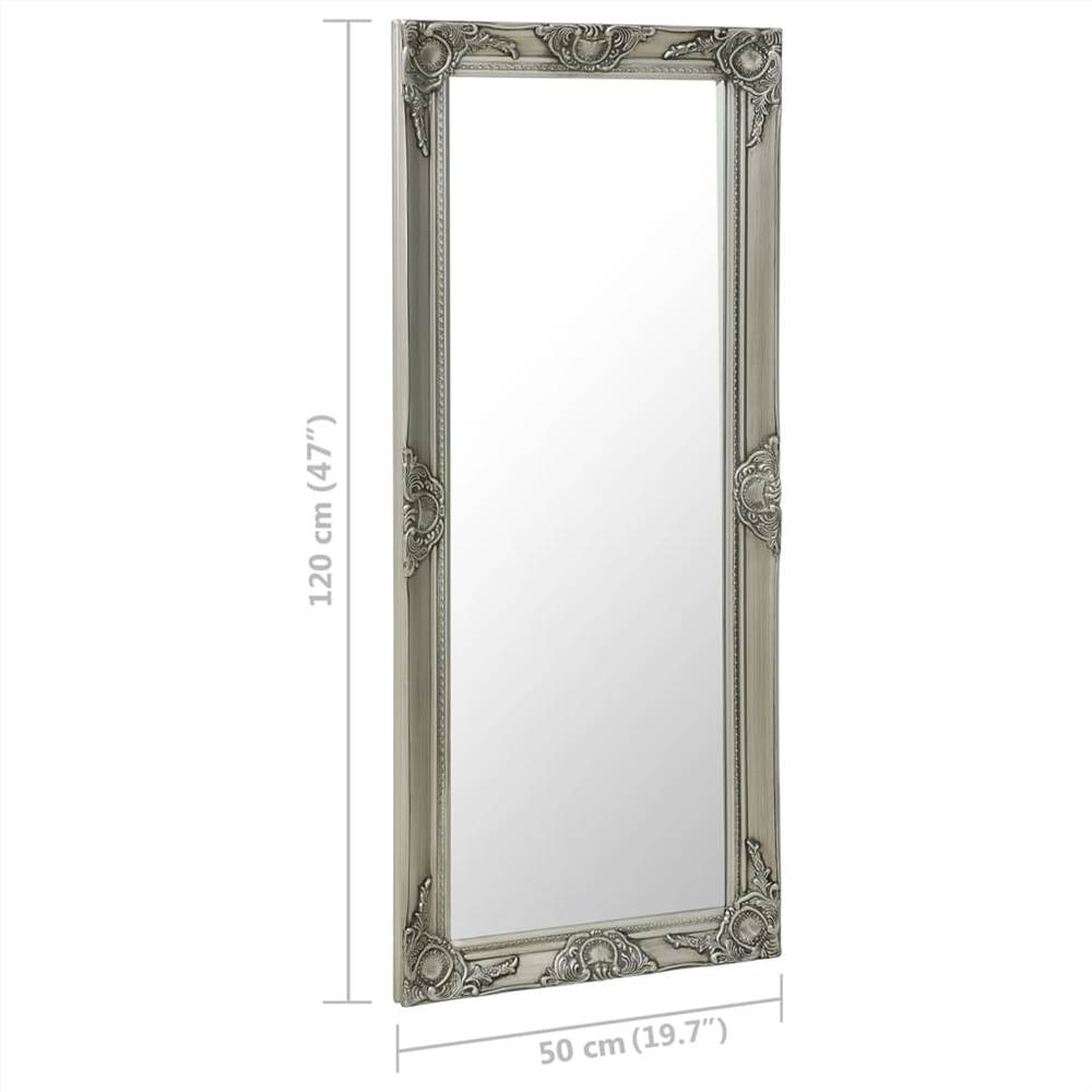 Wall Mirror Baroque Style 50x120 cm Silver