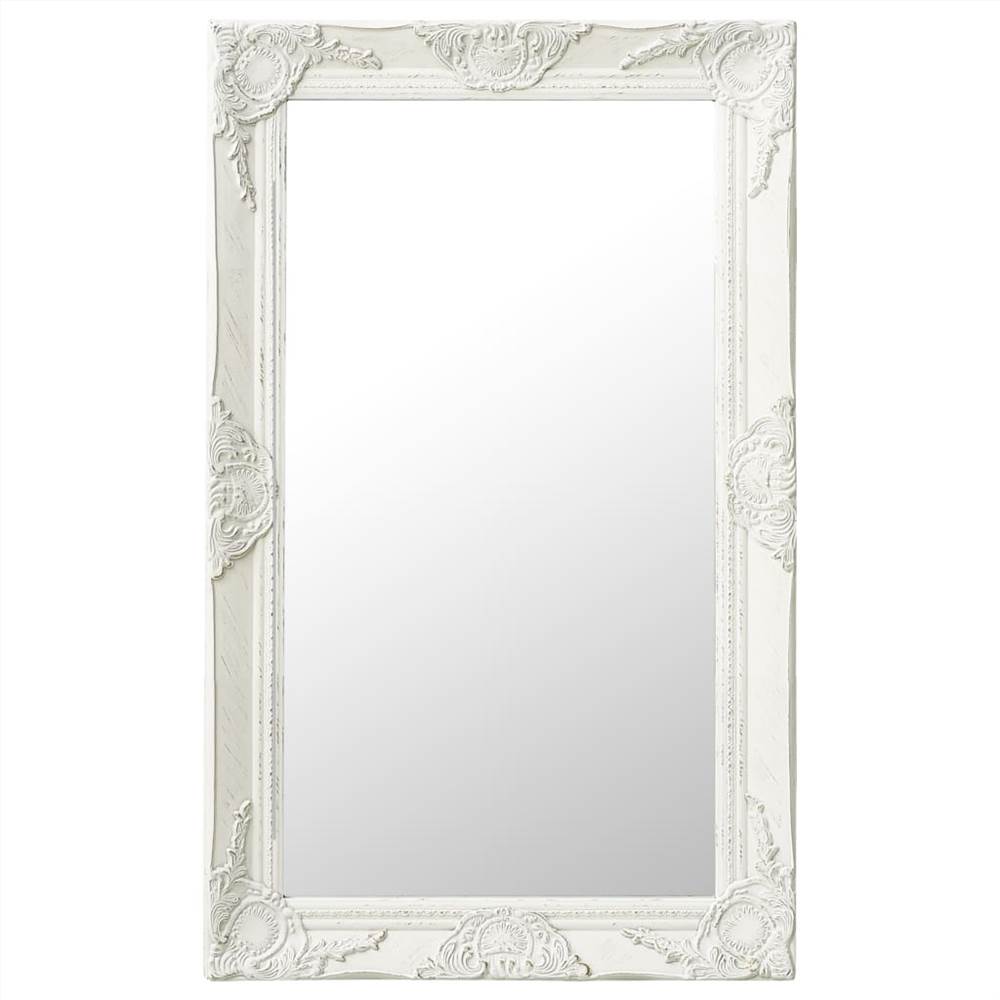 مرآة حائط على الطراز الباروكي 50x80 سم أبيض