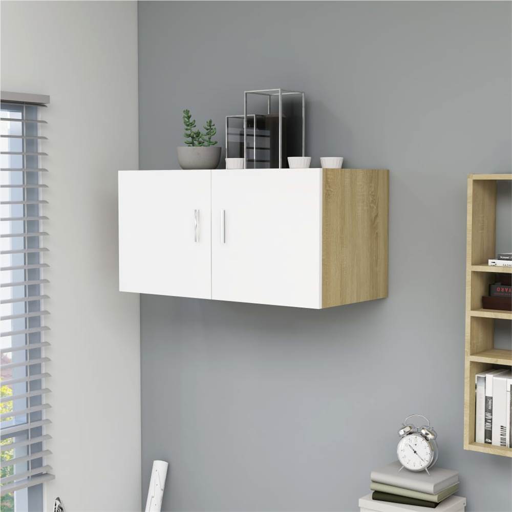 

Wall Mounted Cabinet White and Sonoma Oak 80x39x40 cm Chipboard
