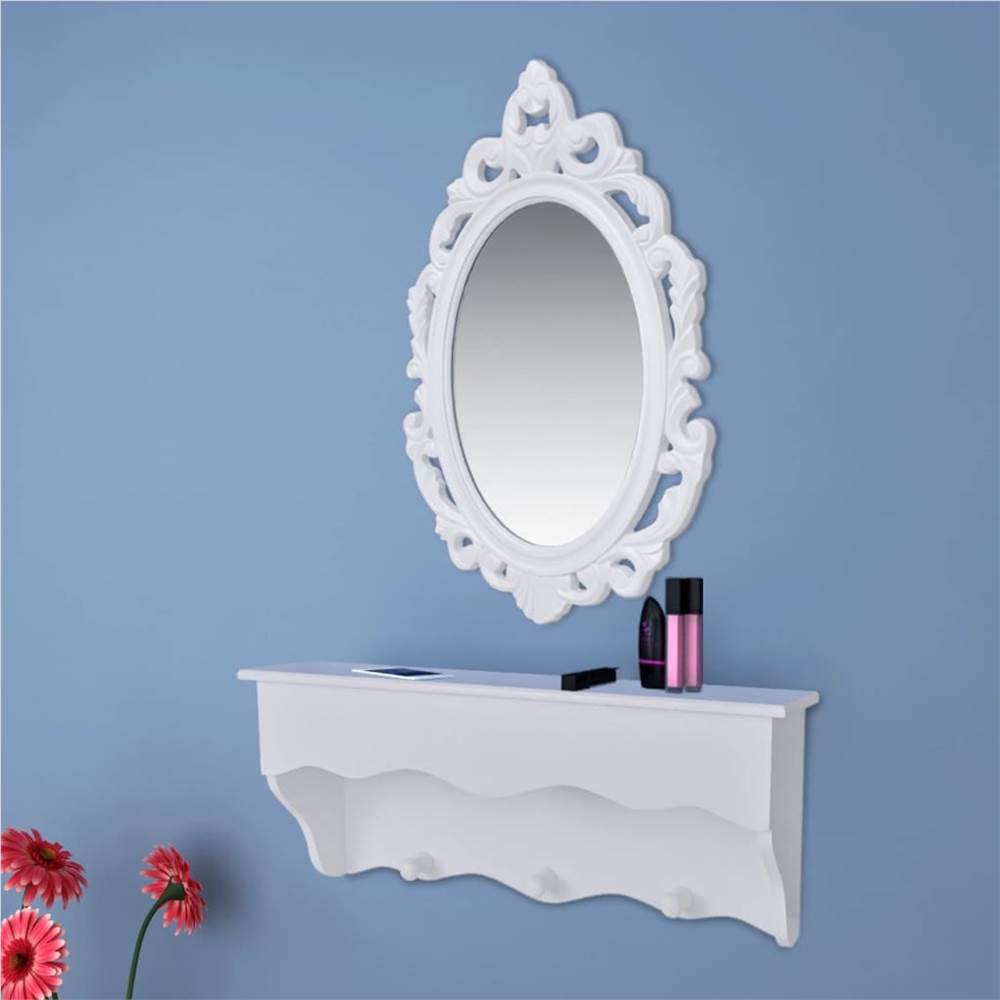 

Wall Shelf Set for Keys and Jewelery with Mirror and Hooks